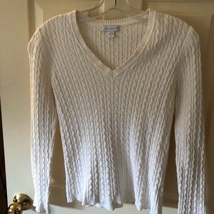 White v neck Charter Club cable knit sweater